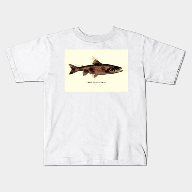 Canadian Red Trout Vintage Art for the Ocean Lovers and Anglers / Gifts for Fisherman Kids T-Shirt by Naumovski